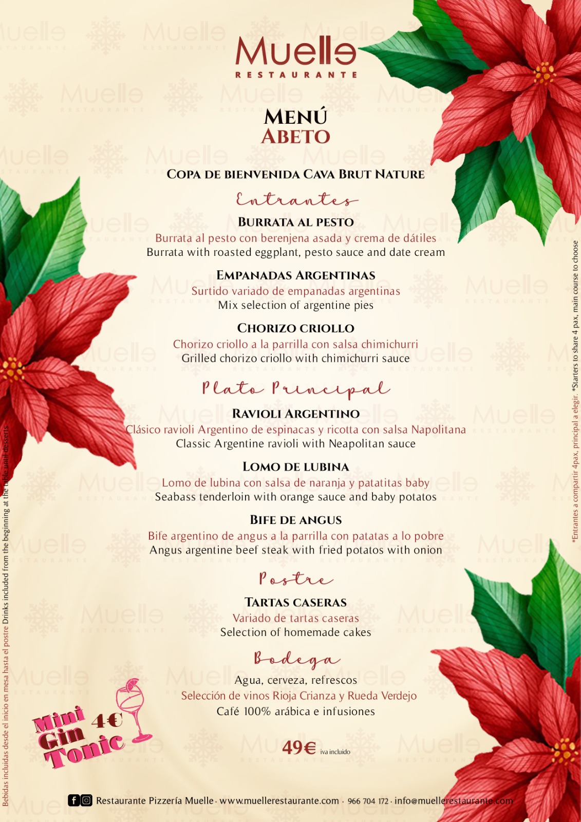 Menus Navidad Restaurante Muelle Abeto
