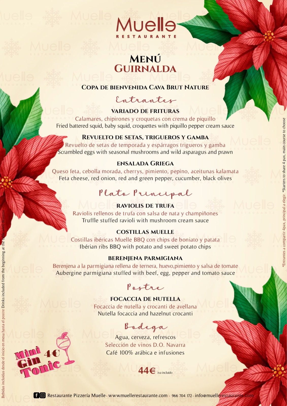 Menus Navidad Restaurante Muelle Guirnalda