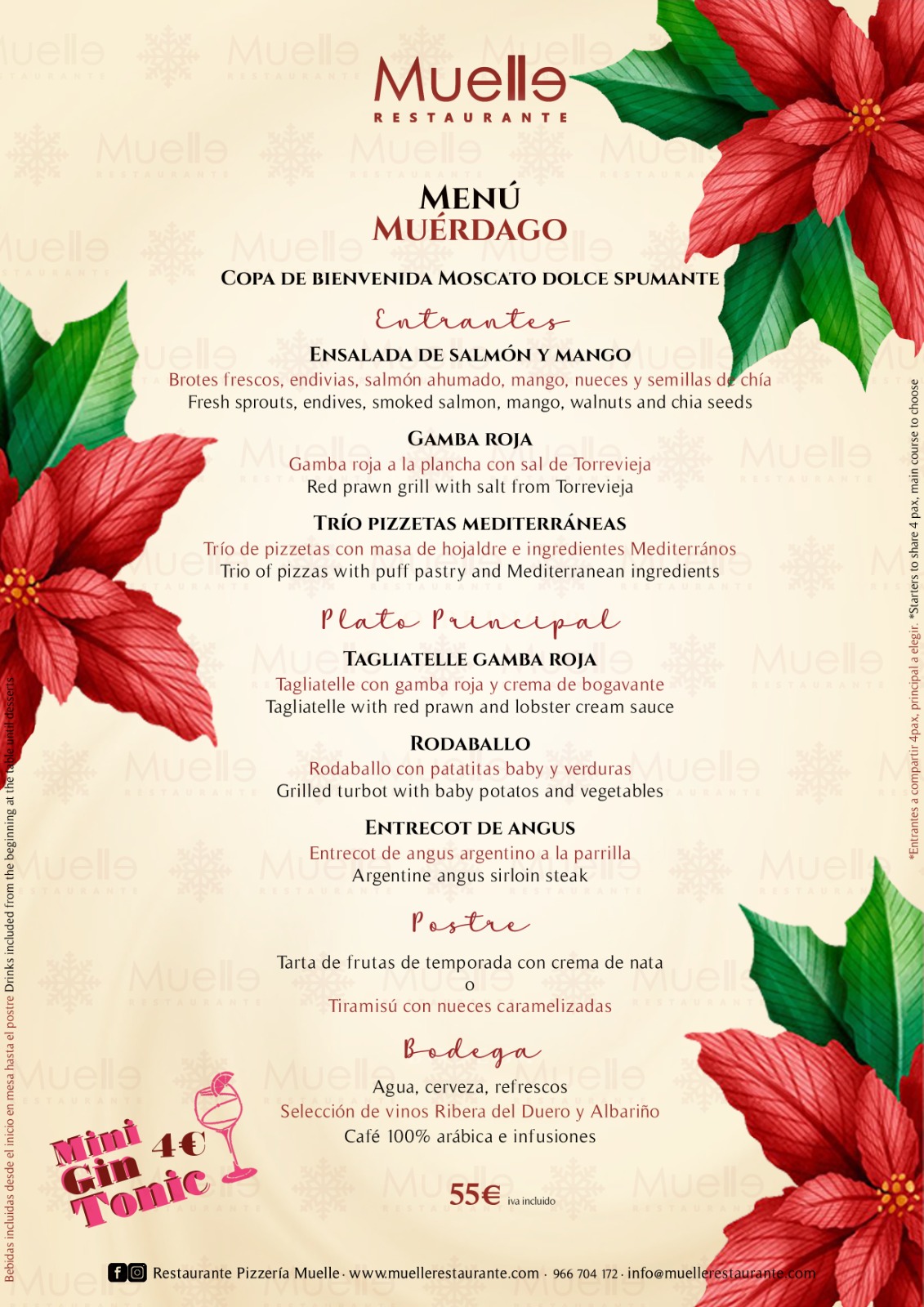 Menus Navidad Restaurante Muelle Muerdago