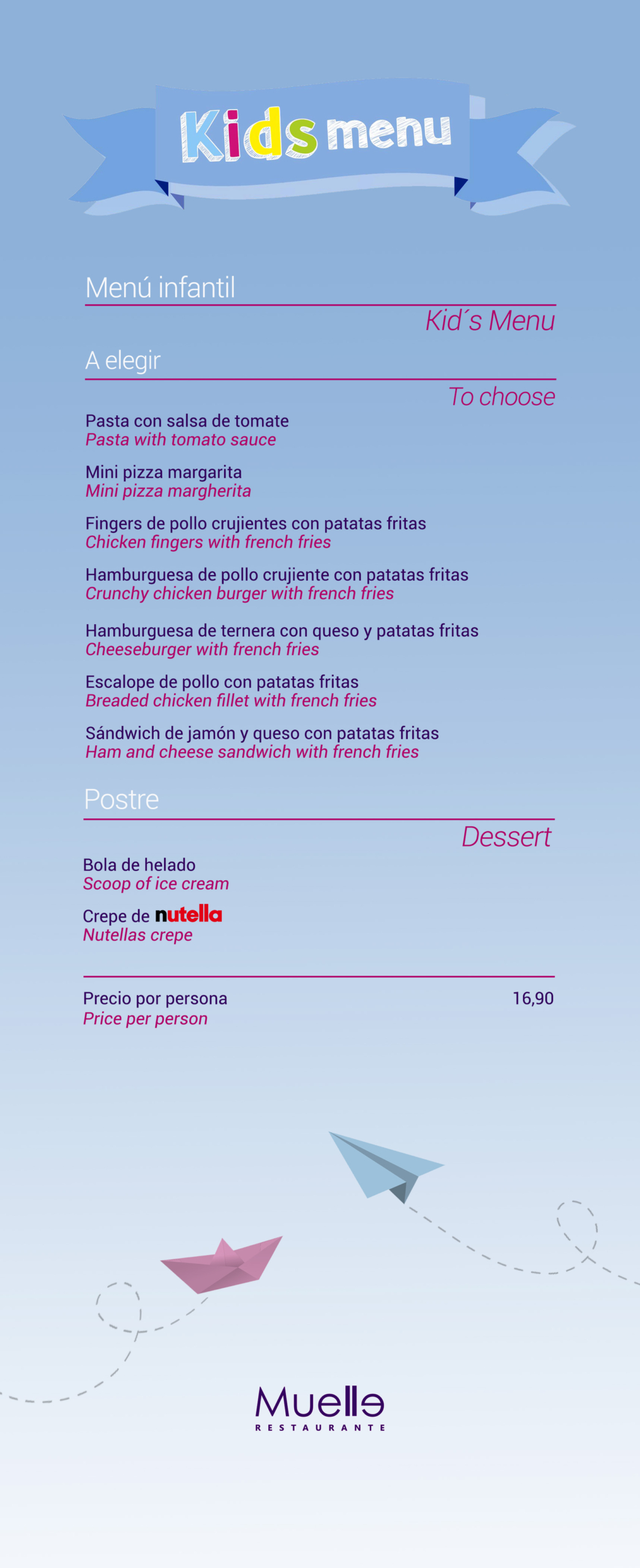 Menu Restaurante Muelle