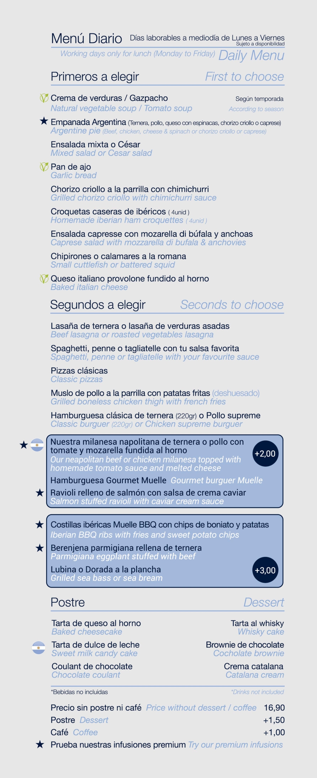 Menu Restaurante Muelle